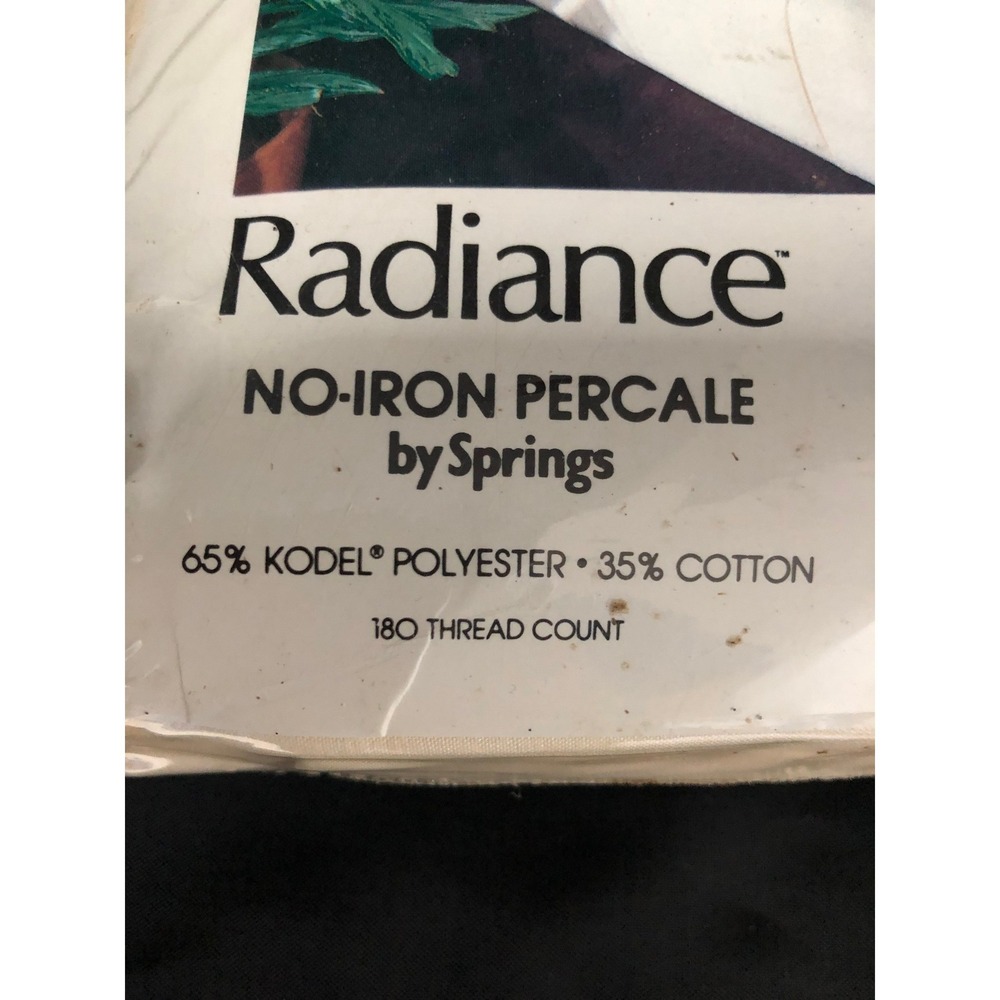 Vtg Radiance by Springs Double Bed Sheet Set NOS Cream Percale No Iron Retro 80s